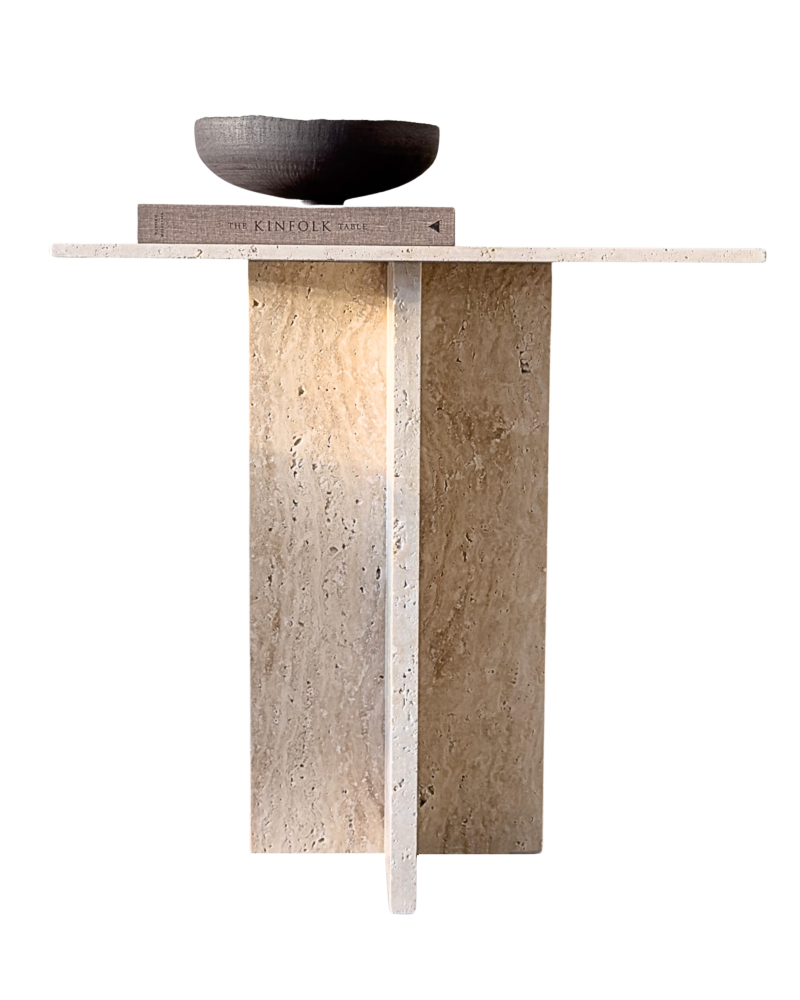 Dome - Traverine Tall Side Table