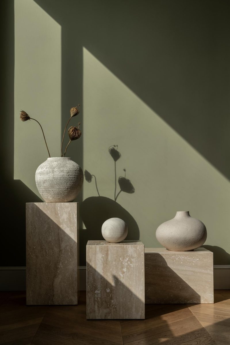 Travertine Stone Side Table - Small - Image 4
